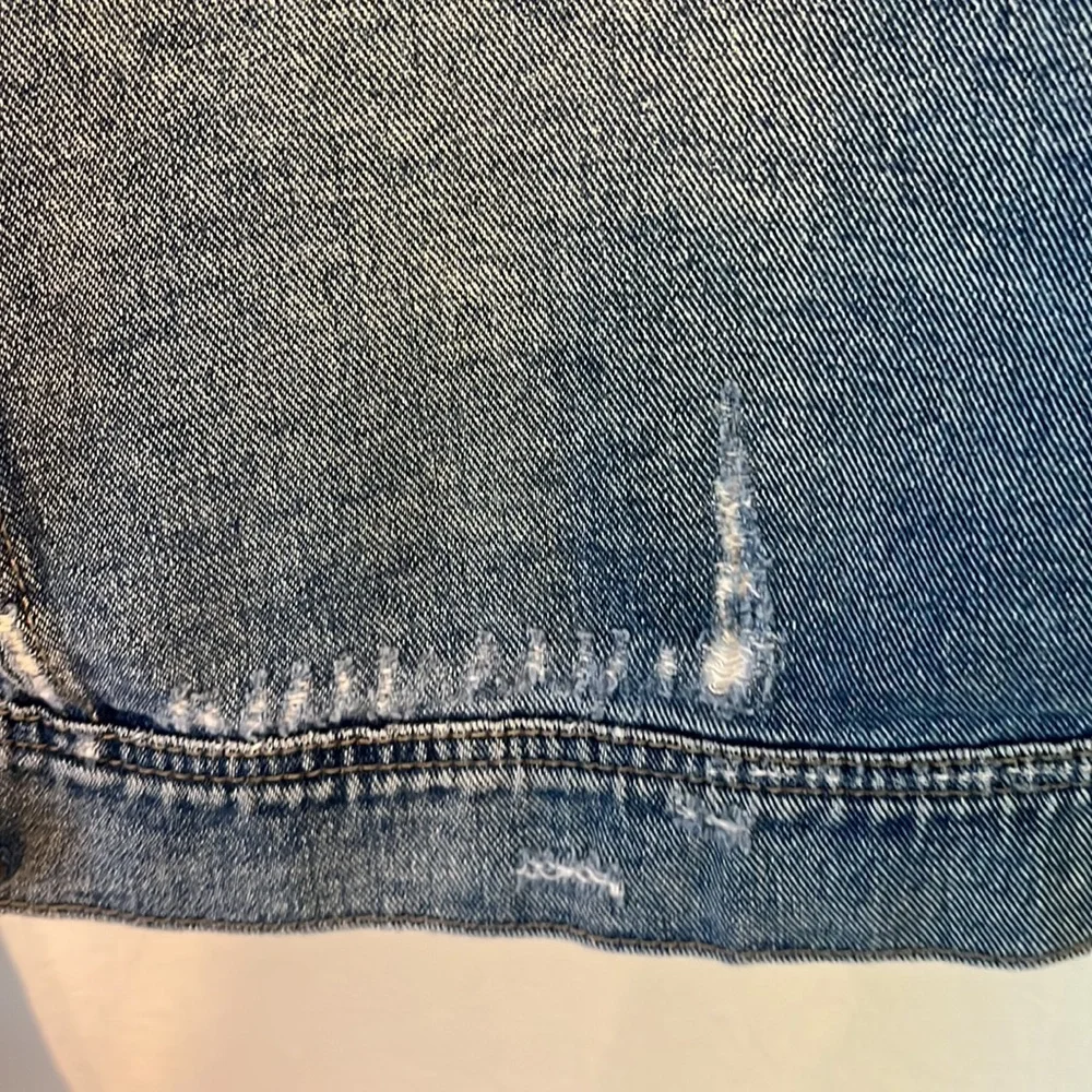 Free People distressed Denim and sweatshirt hooded jacket size M - Picture 9 of 11